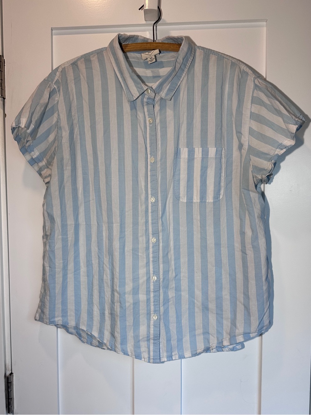 St. John's Bay Light Blue & White Striped Button-Up Shirt